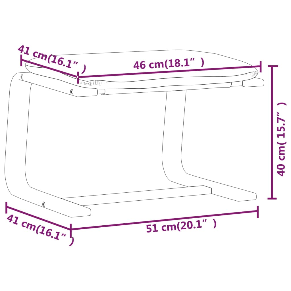 vidaXL Υποπόδιο Μαύρο 51 x 41 x 40 εκ. Υφασμάτινο