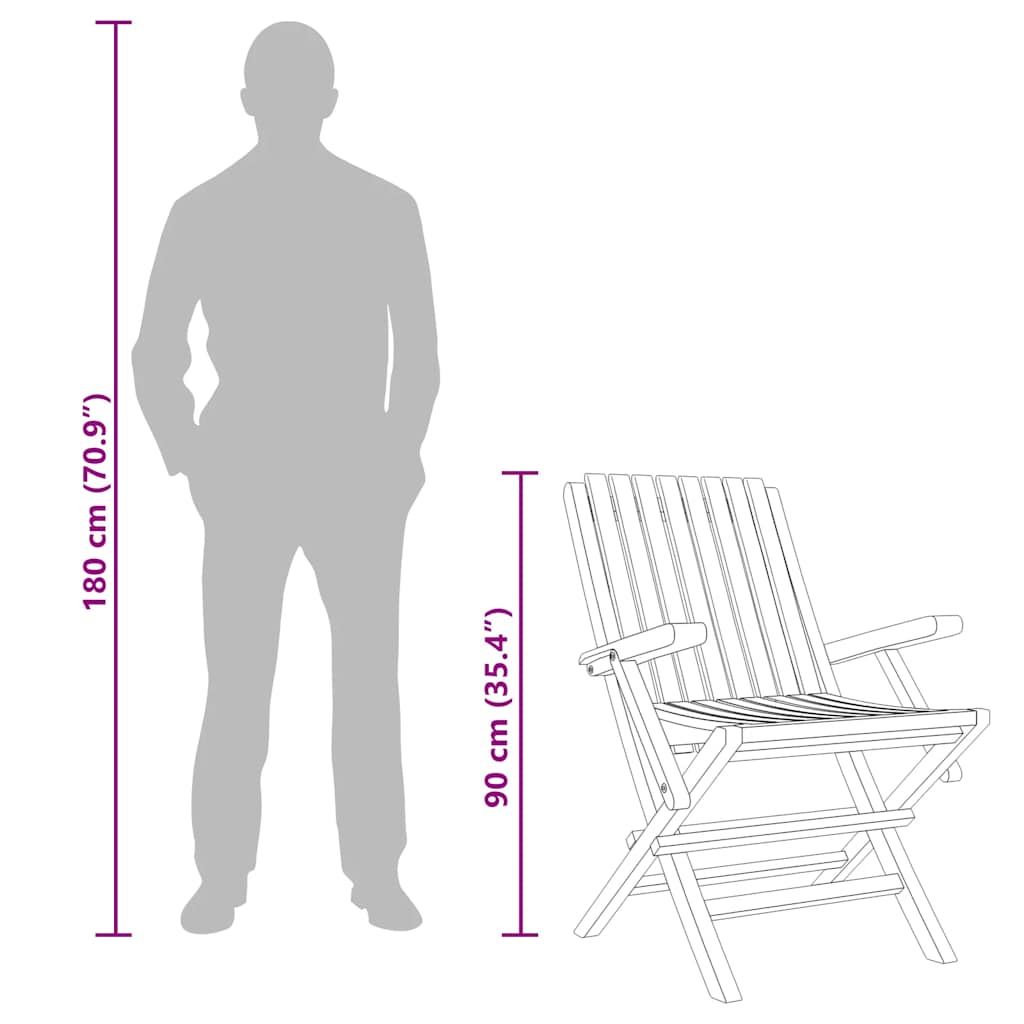 vidaXL Καρέκλες Κήπου Πτυσσόμενες 8 τεμ. 61x67x90 εκ. Μασίφ Ξύλο Teak