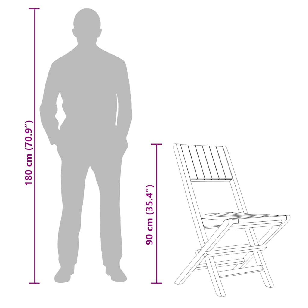 vidaXL Καρέκλες Κήπου Πτυσσόμενες 4 τεμ. 47x61x90 εκ. Μασίφ Ξύλο Teak