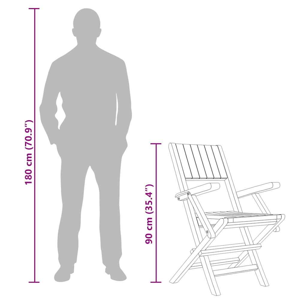 vidaXL Καρέκλες Κήπου Πτυσσόμενες 4 τεμ. 55x61x90 εκ. Μασίφ Ξύλο Teak