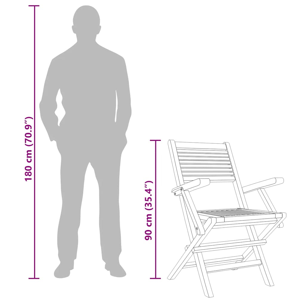 vidaXL Καρέκλες Κήπου Πτυσσόμενες 8 τεμ. 55x62x90 εκ. Μασίφ Ξύλο Teak