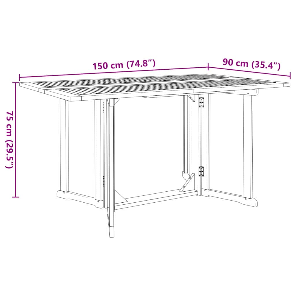 vidaXL Σέτ φαγητού για κήπο 7 pcs Καφέ 140 x 80 x 75 cm