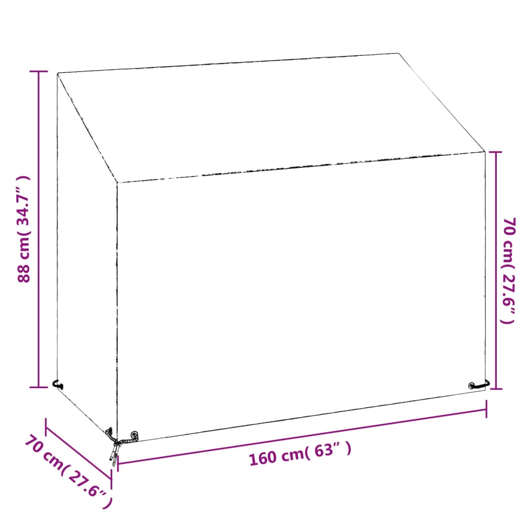 vidaXL Καλύμματα Πάγκου με 8 Κρίκους 2 τεμ. 160x70x70/88 εκ. Πολυαιθ.