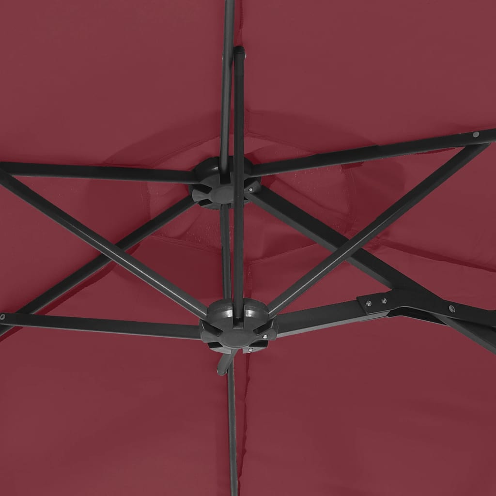 vidaXL Ομπρέλα Κήπου με Διπλή Κορυφή Μπορντό 316 x 145 εκ.