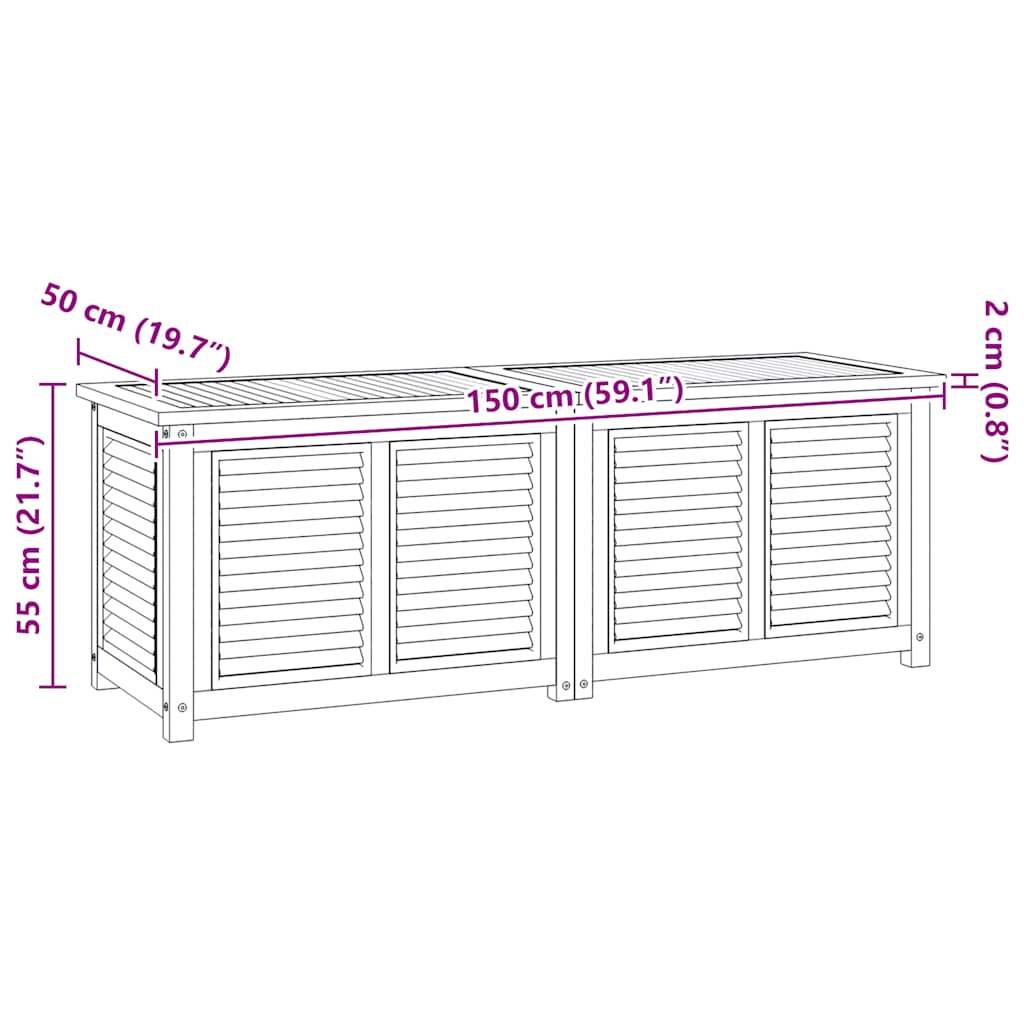 vidaXL Μπαούλο Αποθήκευσης Κήπου με Τσάντα 150x50x55εκ Μασίφ Ξύλο Teak