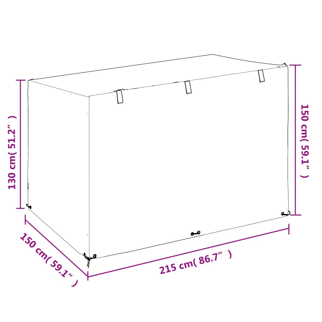 vidaXL Κάλυμμα Κούνιας με 12 Κρίκους 215x150x130/150 εκ. Πολυαιθυλένιο