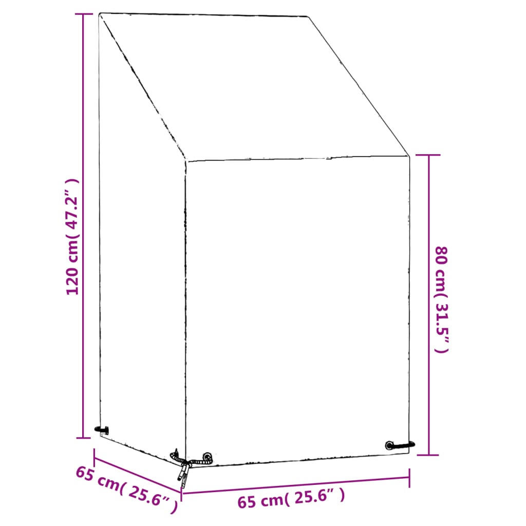 vidaXL Κάλυμμα Καρέκλας με 8 Κρίκους 65x65x80/120 εκ. Πολυαιθυλένιο
