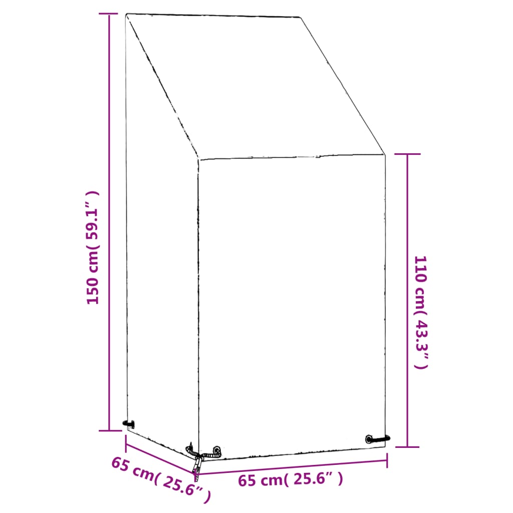 vidaXL Κάλυμμα Καρέκλας με 8 Κρίκους 65x65x110/150 εκ. Πολυαιθυλένιο