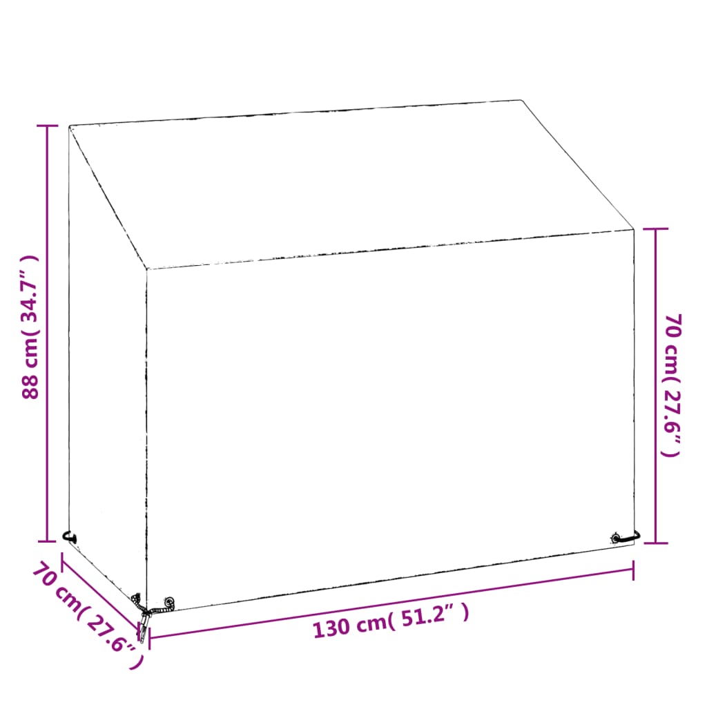 vidaXL Κάλυμμα Παγκακιού με 8 Κρίκους 130x70x70/88 εκ. Πολυαιθυλένιο