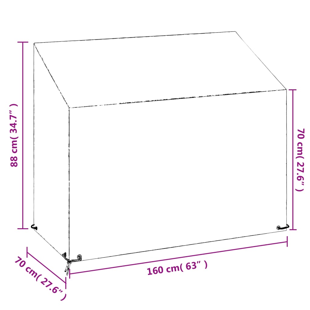 vidaXL Κάλυμμα Παγκακιού με 8 Κρίκους 160x70x70/88 εκ. Πολυαιθυλένιο