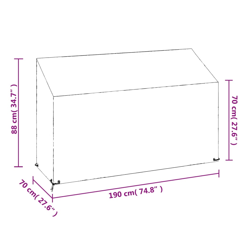 vidaXL Κάλυμμα Παγκακιού με 8 Κρίκους 190x70x70/88 εκ. Πολυαιθυλένιο