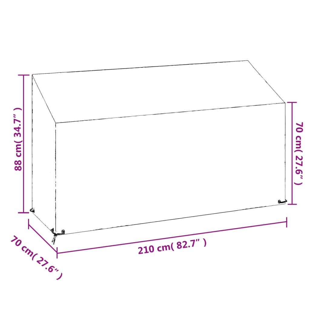 vidaXL Κάλυμμα Παγκακιού με 12 Κρίκους 210x70x70/88 εκ. Πολυαιθυλένιο