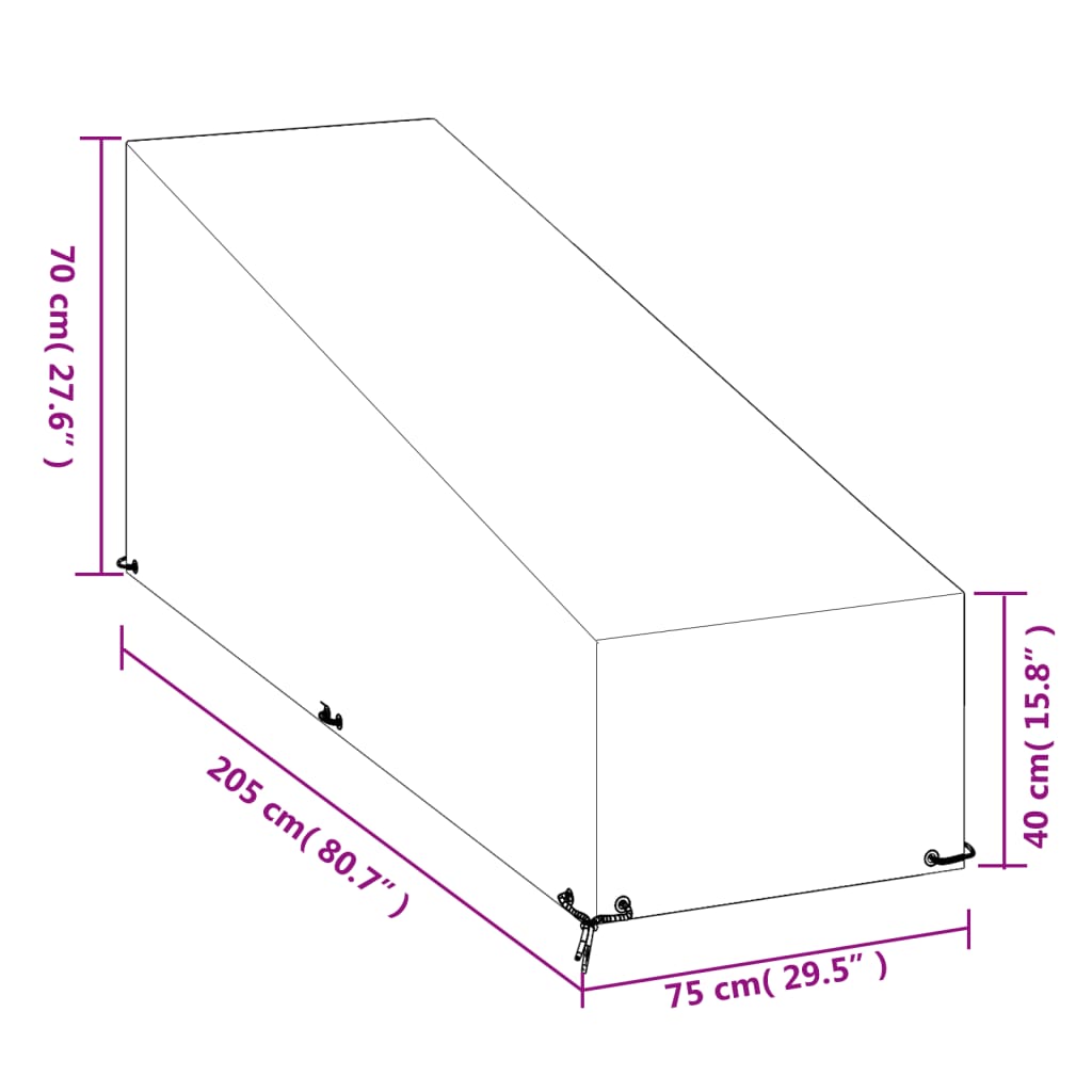 vidaXL Κάλυμμα Ξαπλώστρας με 12 Κρίκους 205x75x40/70 εκ. Πολυαιθυλένιο