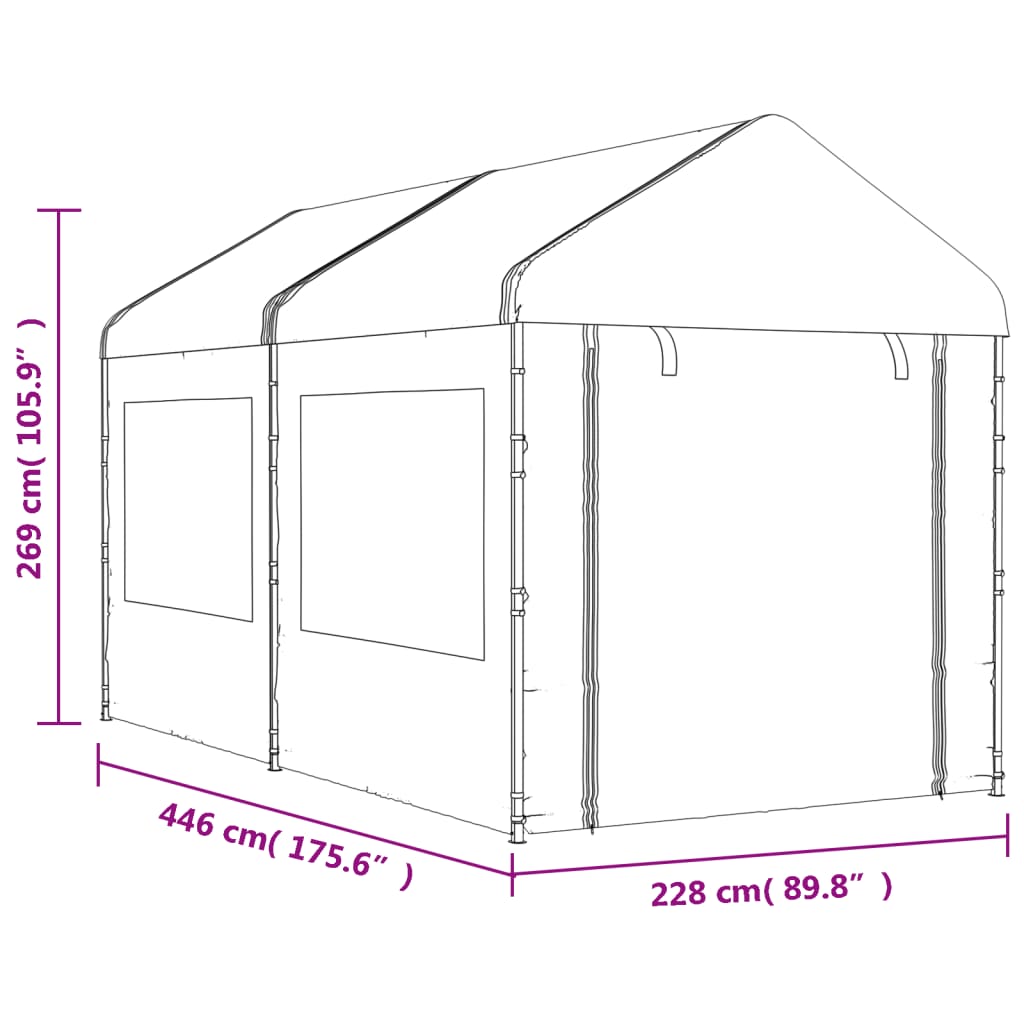 vidaXL Κιόσκι με Τέντα Λευκό 4,46 x 2,28 x 2,69 μ. από Πολυαιθυλένιο