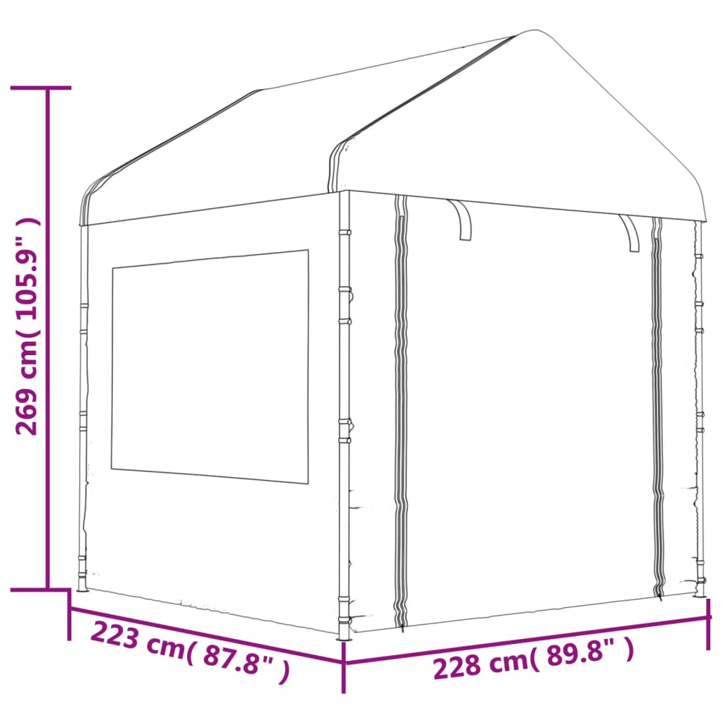 vidaXL Κιόσκι με Τέντα Λευκό 20,07 x 2,28 x 2,69 μ. από Πολυαιθυλένιο