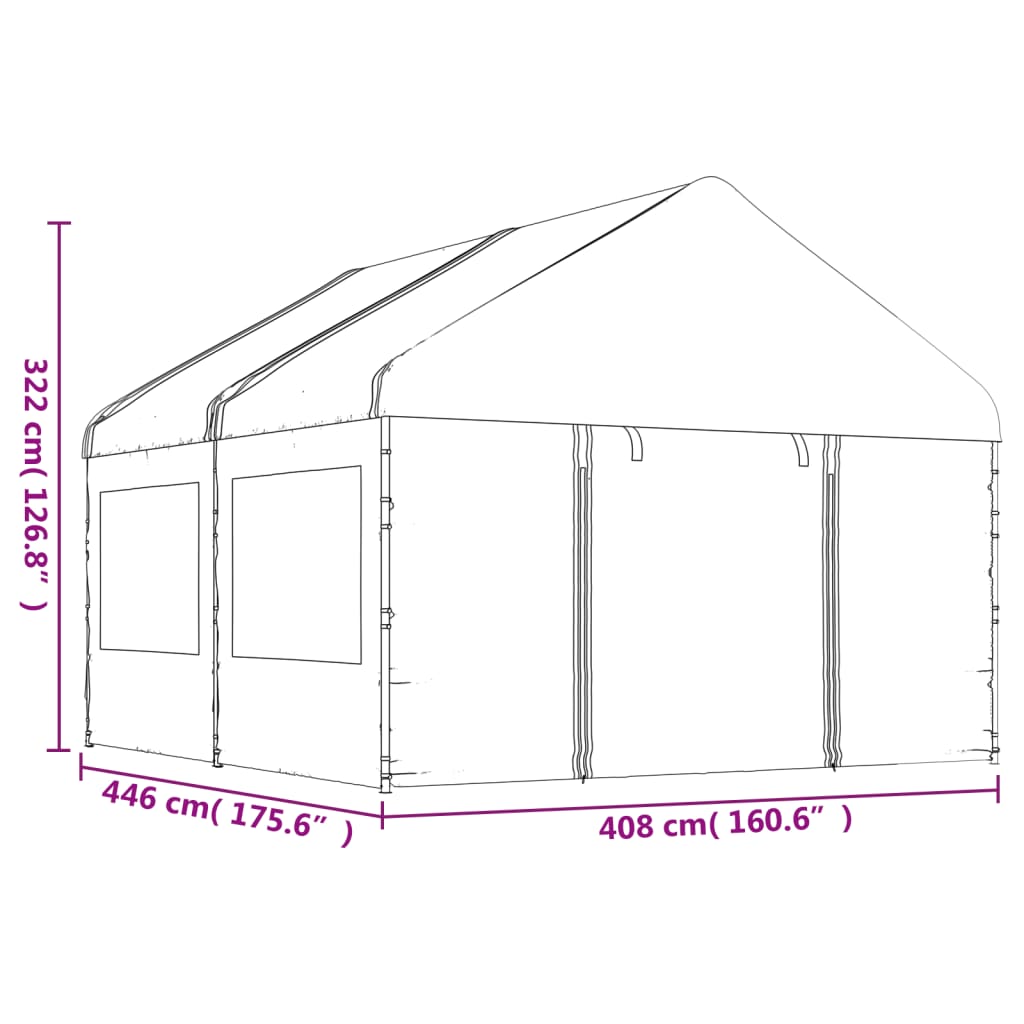 vidaXL Κιόσκι με Τέντα Λευκό 4,46 x 4,08 x 3,22 μ. από Πολυαιθυλένιο