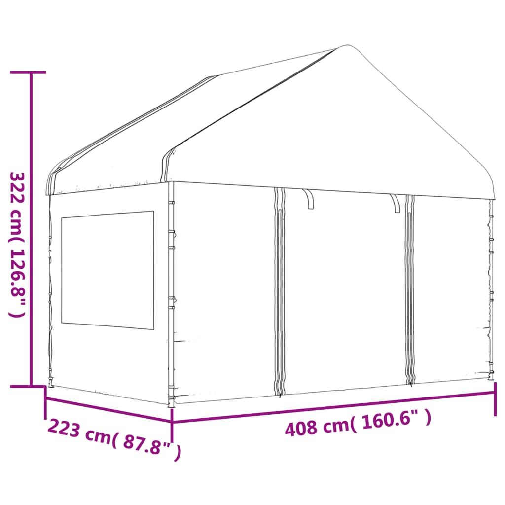 vidaXL Κιόσκι με Τέντα Λευκό 4,46 x 4,08 x 3,22 μ. από Πολυαιθυλένιο