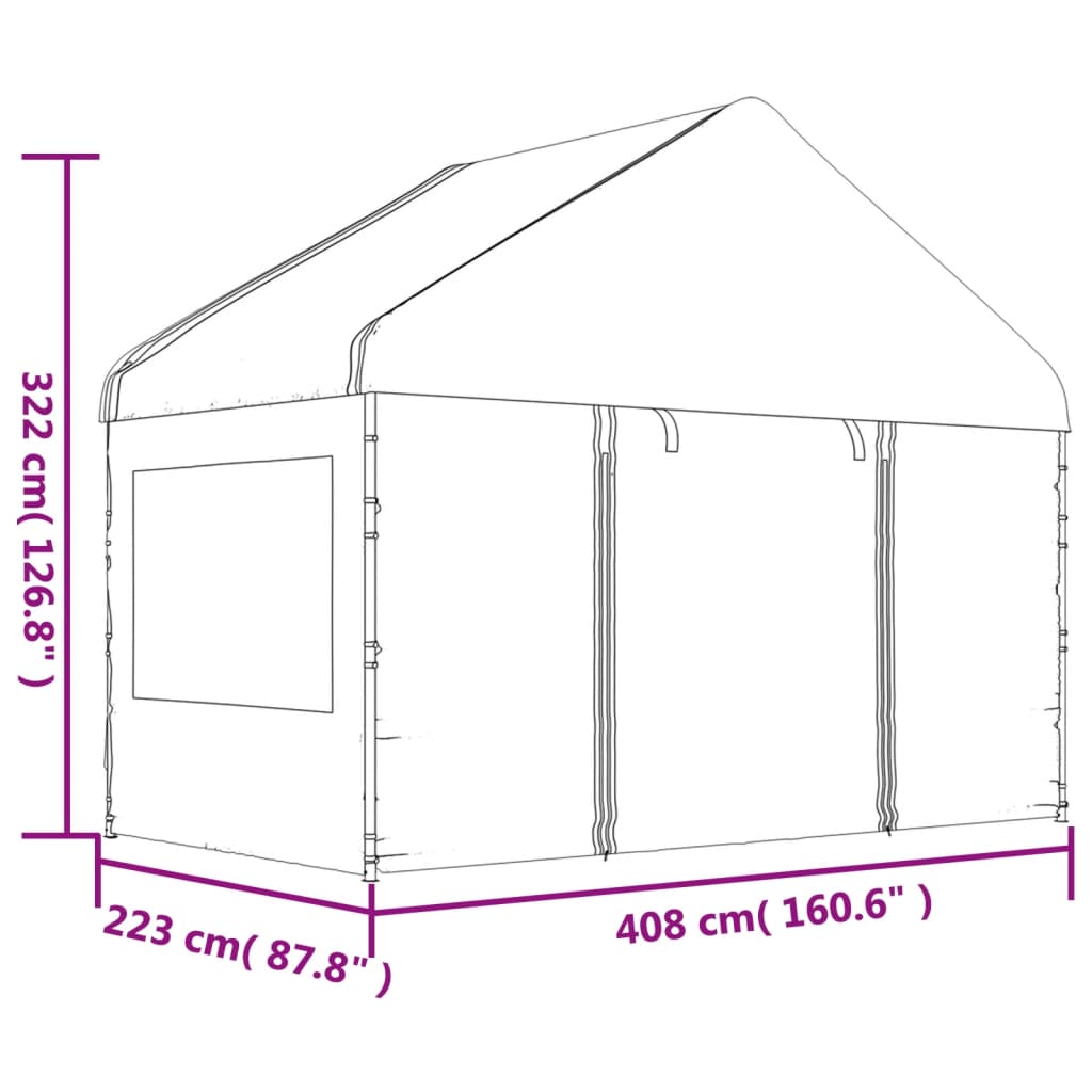 vidaXL Κιόσκι με Τέντα Λευκό 17,84 x 4,08 x 3,22 μ. από Πολυαιθυλένιο