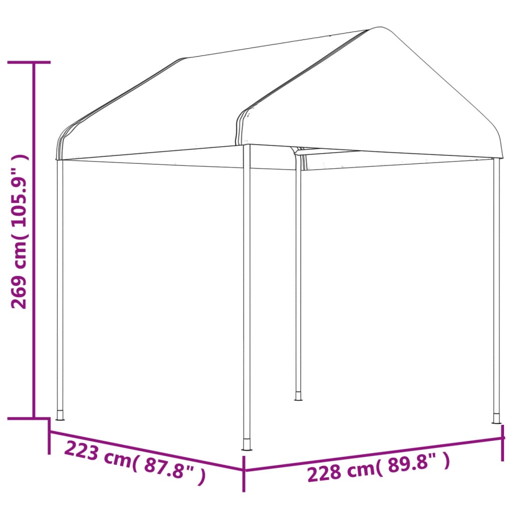 vidaXL Κιόσκι με Τέντα Λευκό 11,15 x 2,28 x 2,69 μ. από Πολυαιθυλένιο