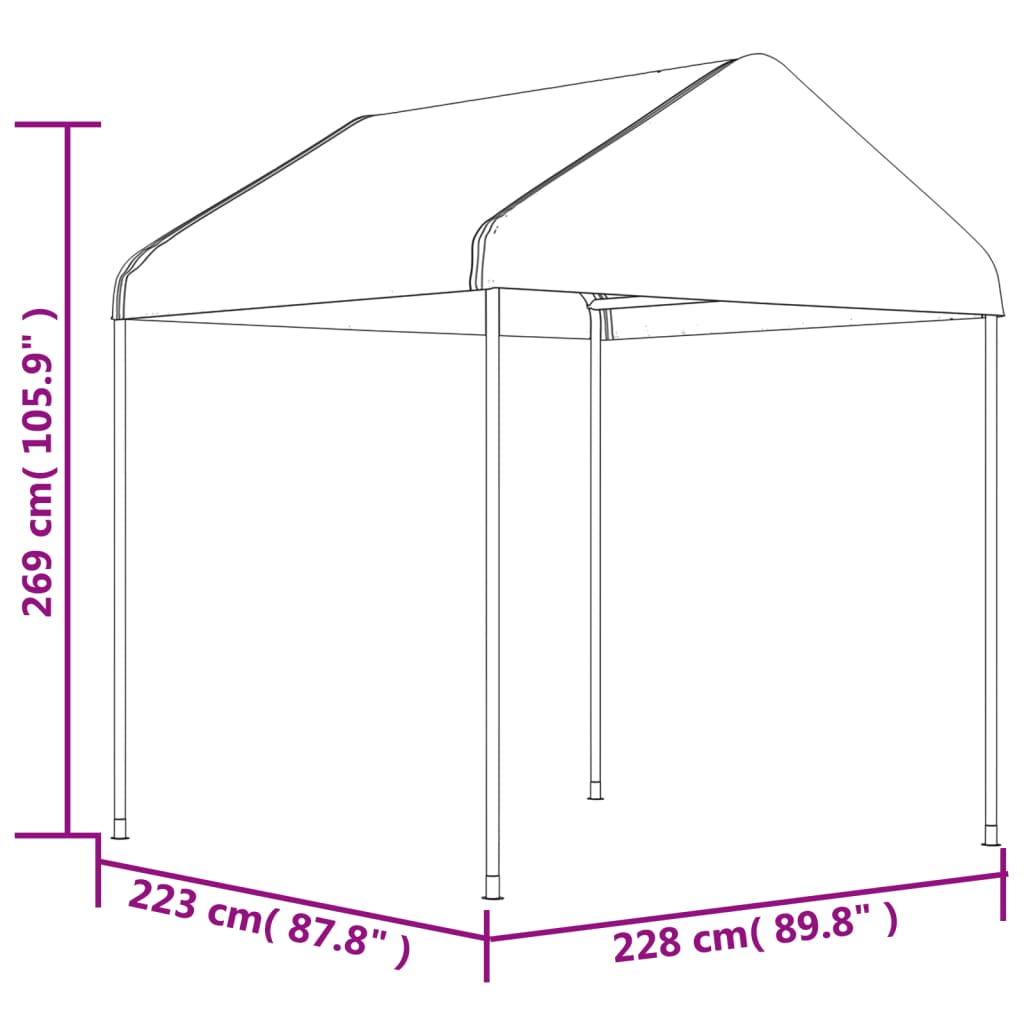 vidaXL Κιόσκι με Τέντα Λευκό 20,07 x 2,28 x 2,69 μ. από Πολυαιθυλένιο