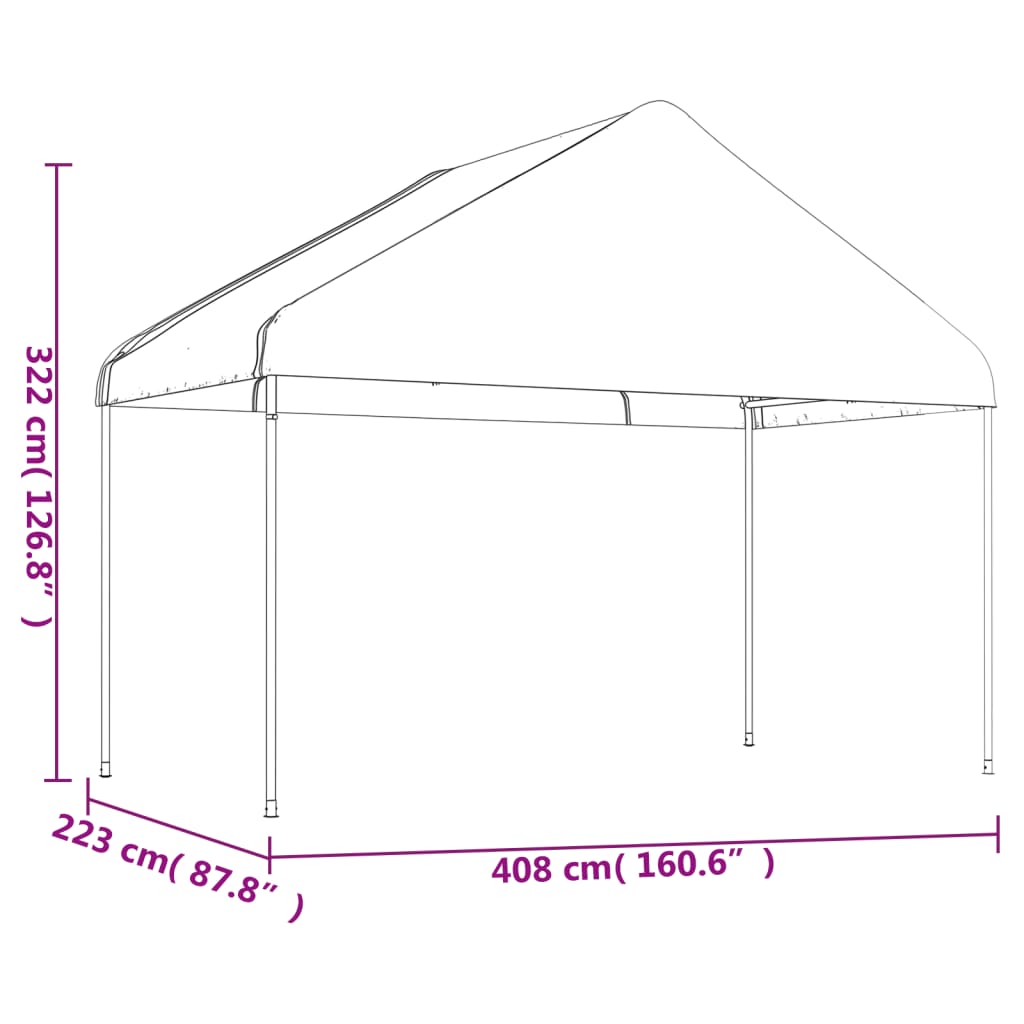 vidaXL Κιόσκι με Τέντα Λευκό 11,15 x 4,08 x 3,22 μ. από Πολυαιθυλένιο