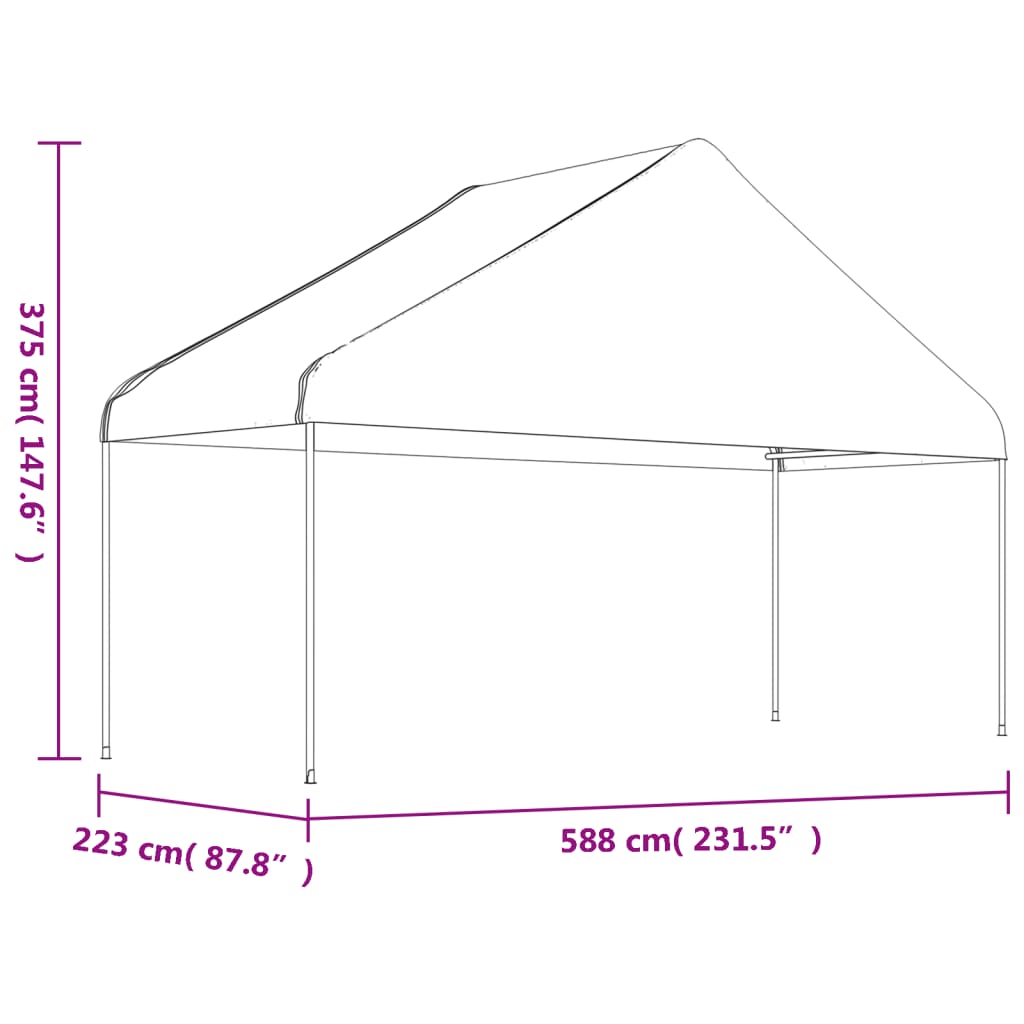 vidaXL Κιόσκι με Τέντα Λευκό 15,61 x 5,88 x 3,75 μ. από Πολυαιθυλένιο