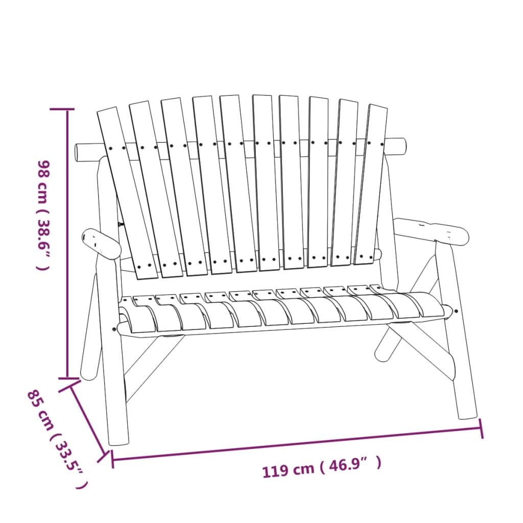 vidaXL Παγκάκι Κήπου Διθέσιο 119 x 85 x 98 εκ. Μασίφ Ξύλο Ερυθρελάτης