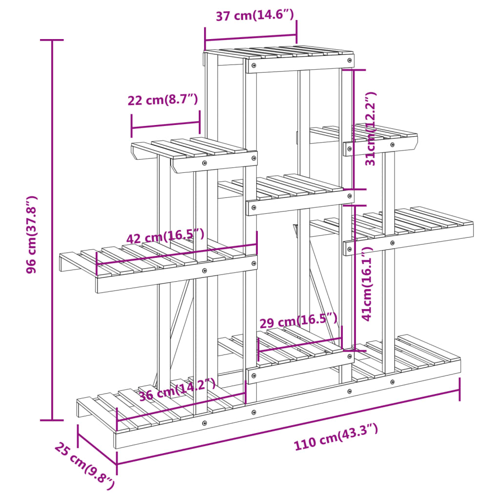 vidaXL Βάση Λουλουδιών 110 x 25 x 96 εκ. από Μασίφ Ξύλο Ελάτης