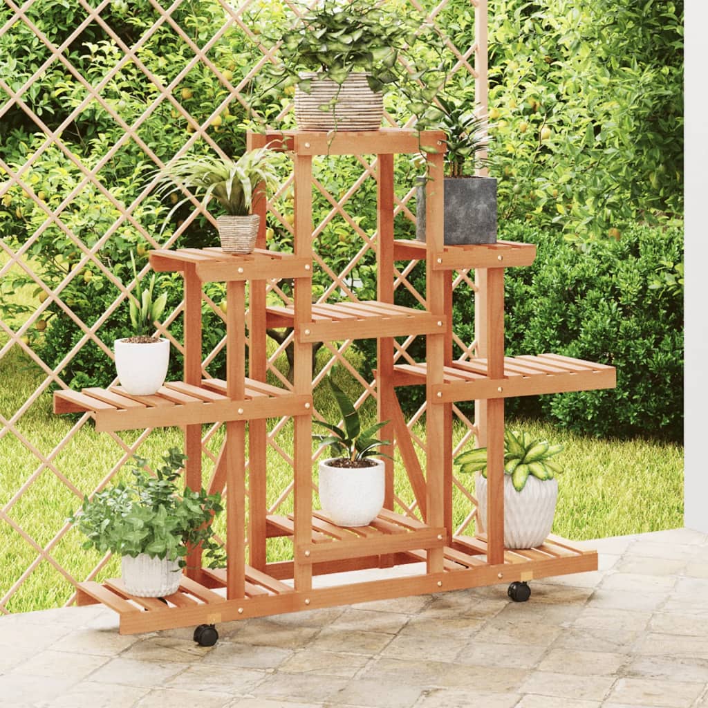 vidaXL Βάση Λουλουδιών με Ρόδες 110x25x101 εκ. από Μασίφ Ξύλο Ελάτης