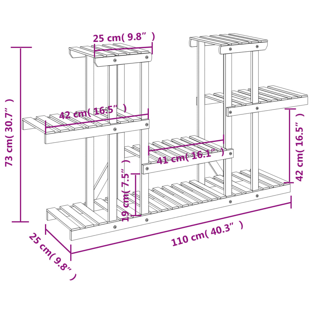 vidaXL Βάση Λουλουδιών 110 x 25 x 73 εκ. από Μασίφ Ξύλο Ελάτης