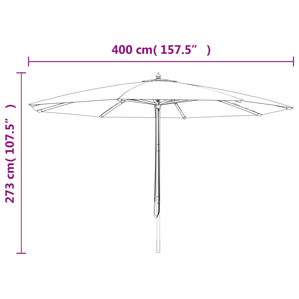 vidaXL Ομπρέλα Κήπου με Ξύλινο Ιστό Τερακότα 400 x 273 εκ.