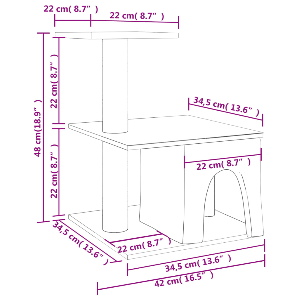 vidaXL Γατόδεντρο Σκούρο Γκρι 48 εκ. με Στύλους Ξυσίματος από Σιζάλ