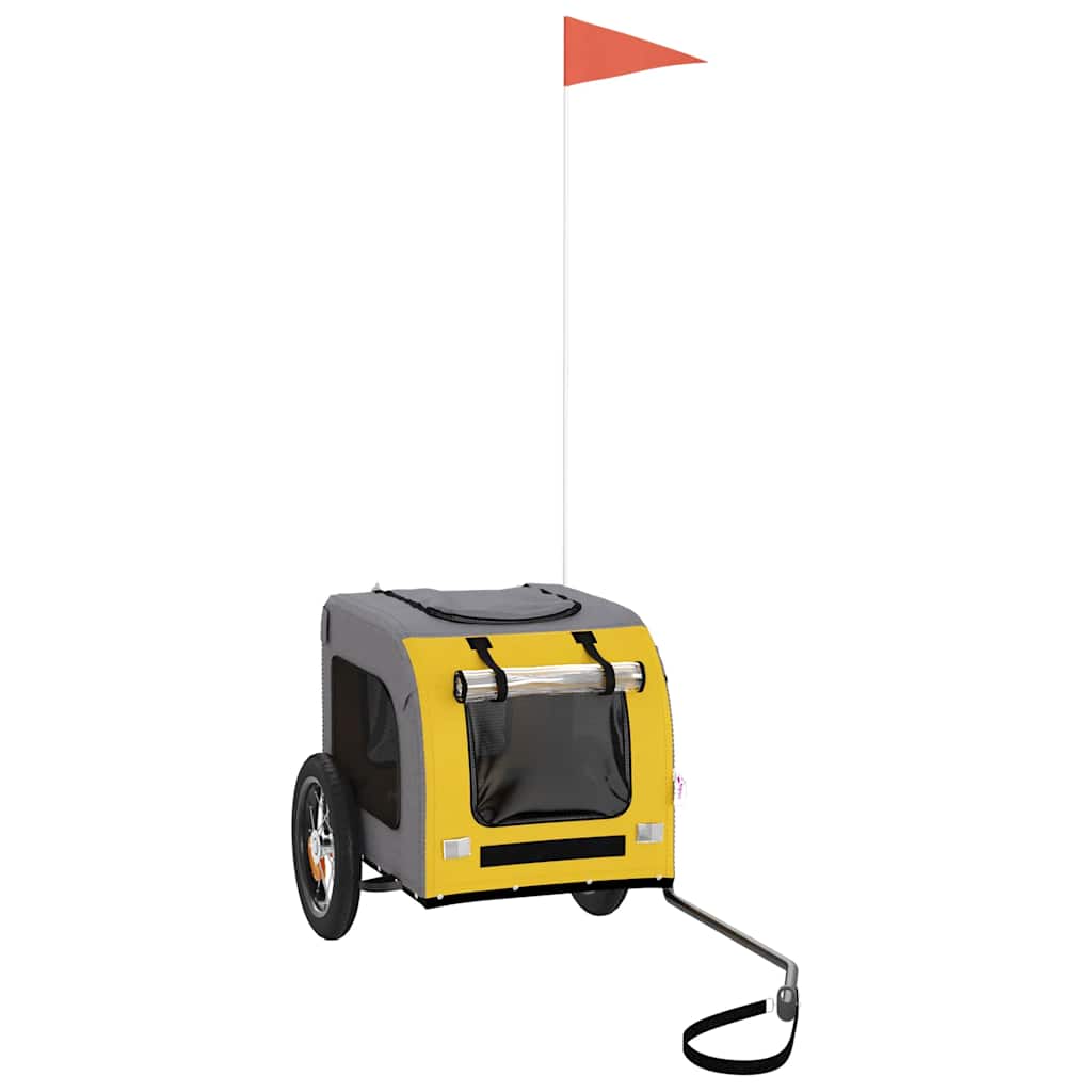 vidaXL Τρέιλερ Ποδηλάτου Κατοικίδιων Κίτρινο/Γκρι Ύφασμα Oxford/Σίδηρο