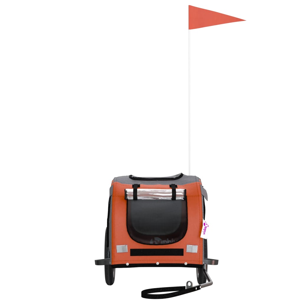 vidaXL Τρέιλερ Ποδηλάτου Κατοικίδιων Πορτοκαλί/Γκρι Oxford/Σίδηρος