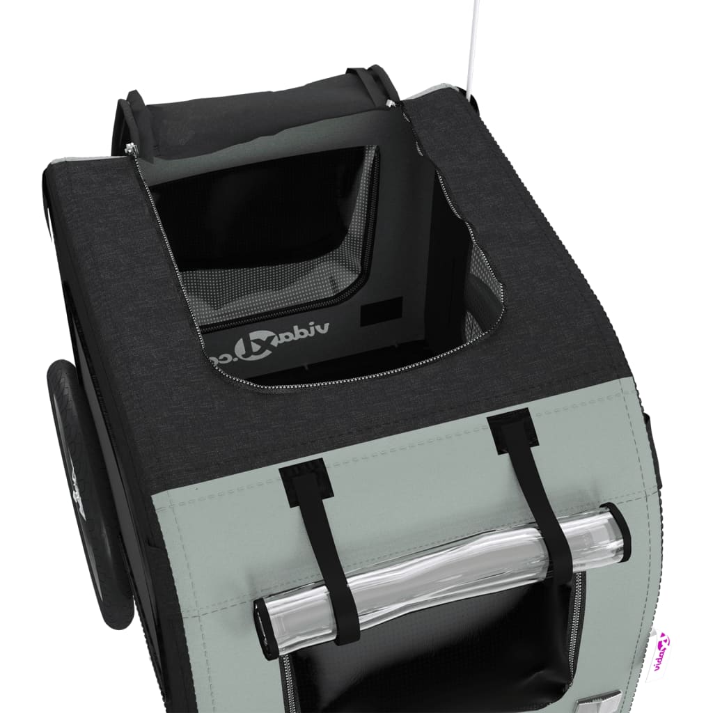 vidaXL Τρέιλερ Ποδηλάτου Κατοικίδιων Μαύρο/Γκρι Ύφασμα Oxford/Σίδηρος