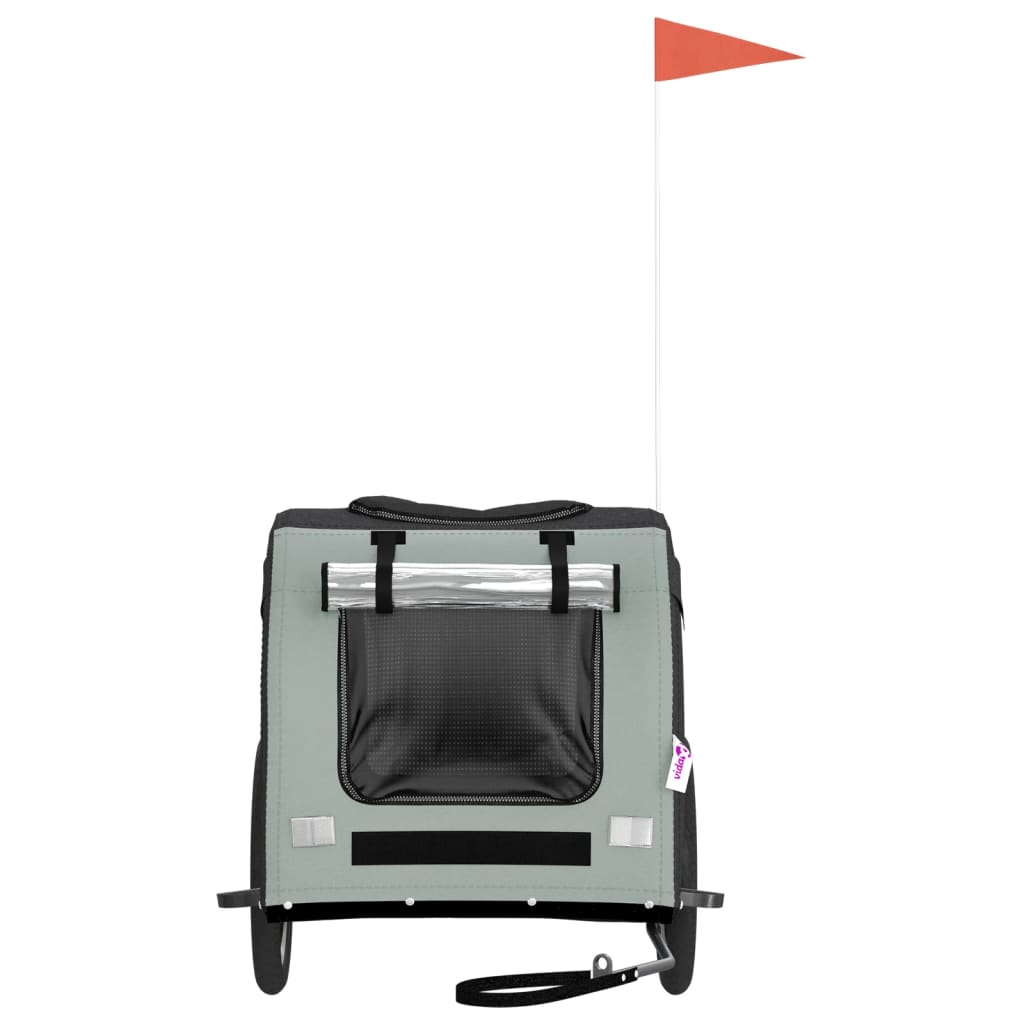 vidaXL Τρέιλερ Ποδηλάτου Κατοικίδιων Γκρι/Μαύρο Ύφασμα Oxford/Σίδηρος