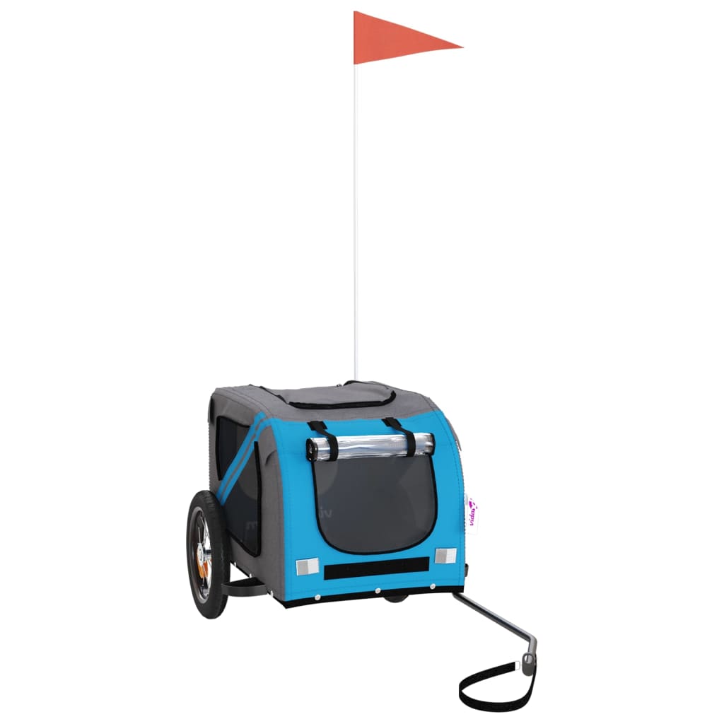 vidaXL Τρέιλερ Ποδηλάτου Κατοικίδιων Μπλε/Γκρι Ύφασμα Oxford/Σίδηρος