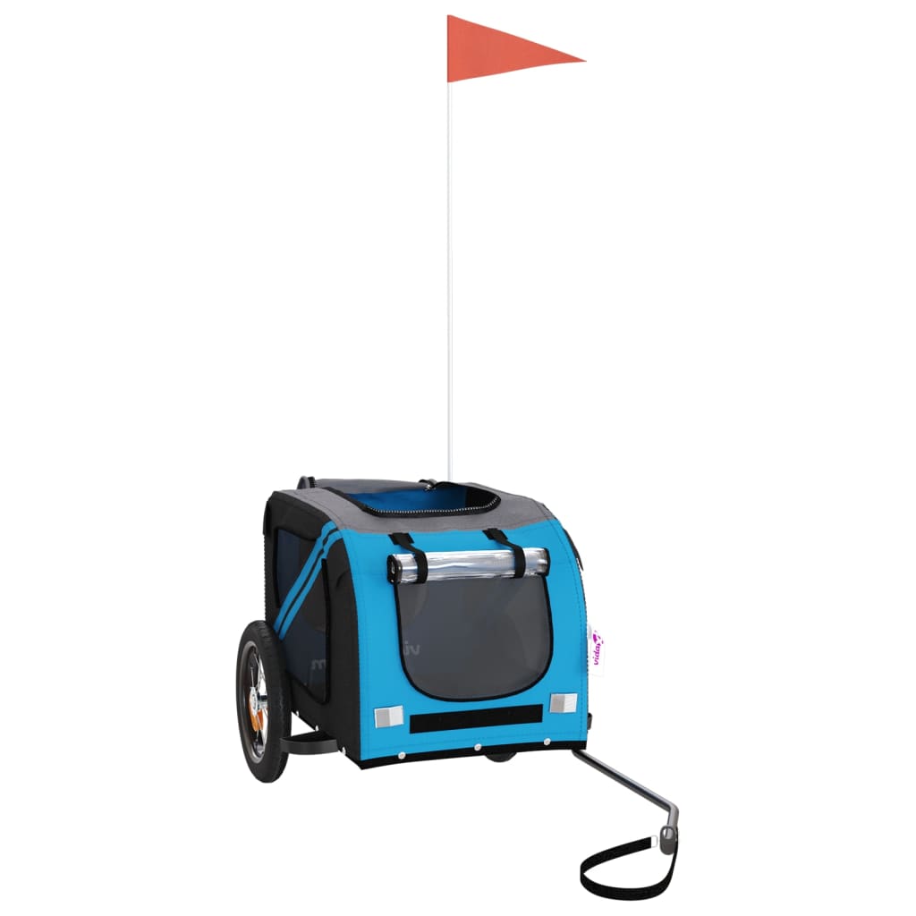 vidaXL Τρέιλερ Ποδηλάτου Κατοικίδιων Μπλε/Γκρι Ύφασμα Oxford/Σίδηρος