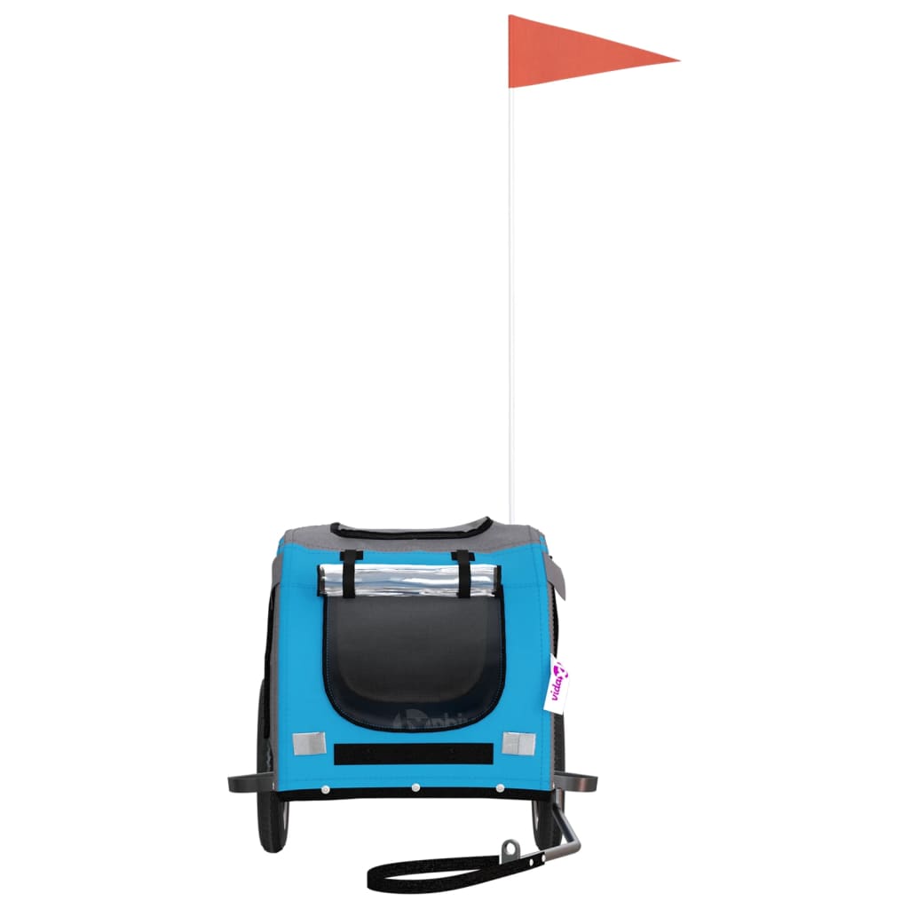 vidaXL Τρέιλερ Ποδηλάτου Κατοικίδιων Μπλε/Γκρι Ύφασμα Oxford/Σίδηρος