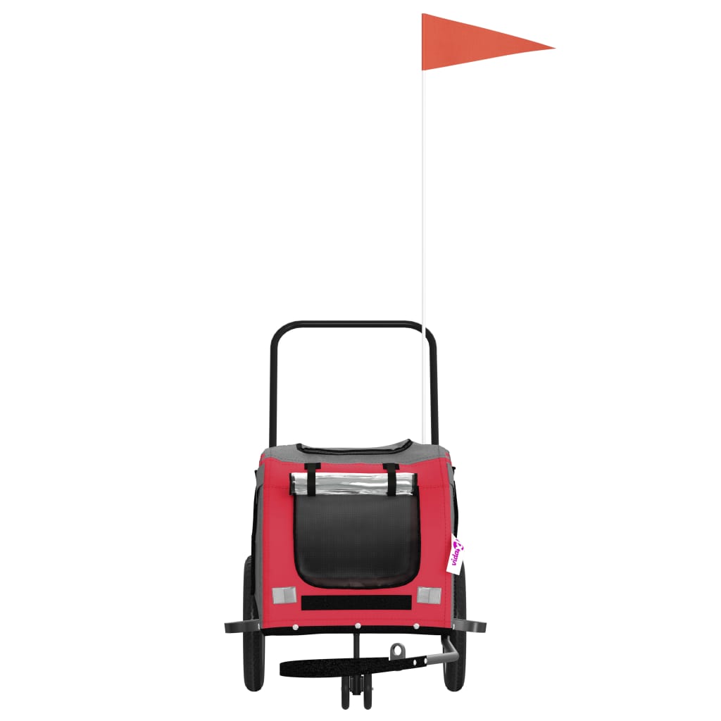 vidaXL Τρέιλερ Ποδηλάτου Κατοικίδιων Κόκκινο/Μαύρο Oxford/Σίδηρος