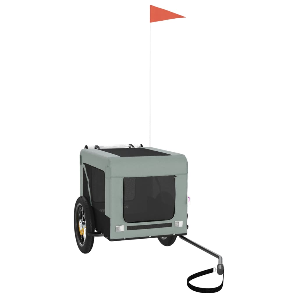 vidaXL Τρέιλερ Ποδηλάτου Κατοικίδιων Γκρι/Μαύρο Ύφασμα Oxford/Σίδηρος