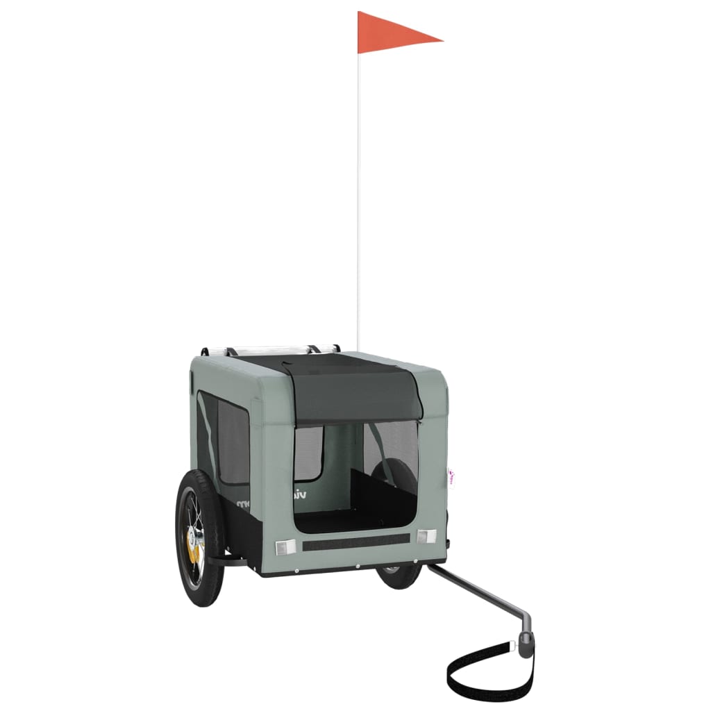 vidaXL Τρέιλερ Ποδηλάτου Κατοικίδιων Γκρι/Μαύρο Ύφασμα Oxford/Σίδηρος