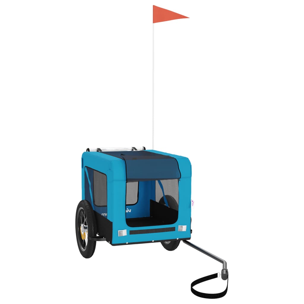 vidaXL Τρέιλερ Ποδηλάτου Κατοικίδιων Μπλε/Μαύρο Ύφασμα Oxford/Σίδηρος