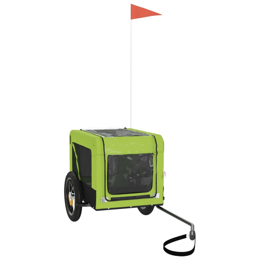 vidaXL Τρέιλερ Ποδηλάτου Κατοικίδιων Πράσινο/Μαύρο Oxford/Σίδηρος