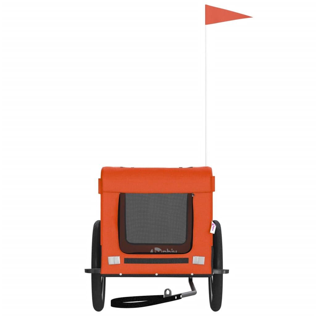 vidaXL Τρέιλερ Ποδηλάτου Κατοικίδιων Πορτοκαλί/Μαύρο Oxford/Σίδηρος