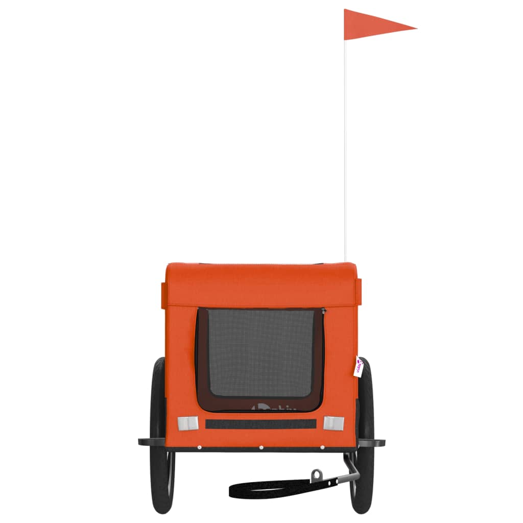 vidaXL Τρέιλερ Ποδηλάτου Κατοικίδιων Πορτοκαλί/Μαύρο Oxford/Σίδηρος