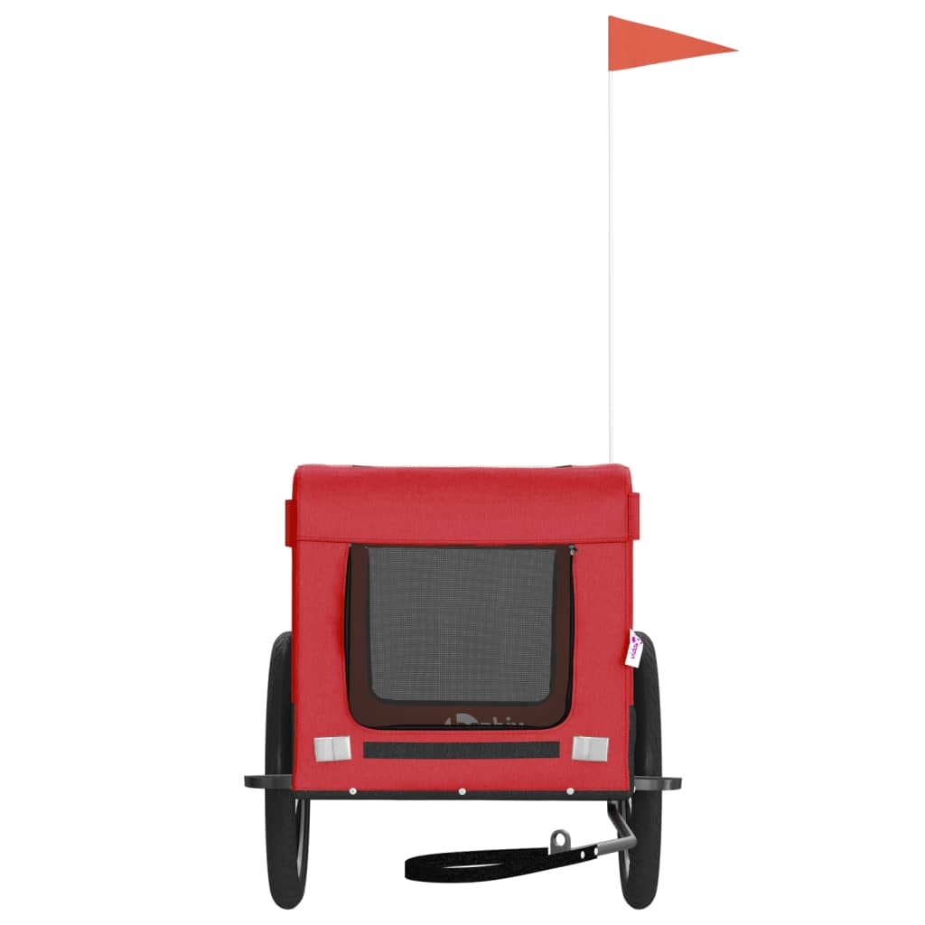 vidaXL Τρέιλερ Ποδηλάτου Κατοικίδιων Μαύρο/Κόκκινο Ύφασμα/Σίδηρος