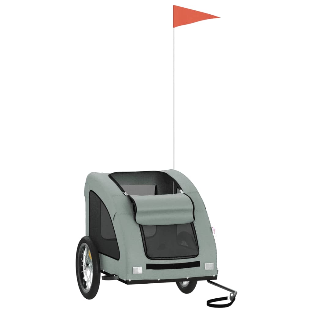 vidaXL Τρέιλερ Ποδηλάτου Κατοικίδιων Γκρι Ύφασμα Oxford/Σίδηρος