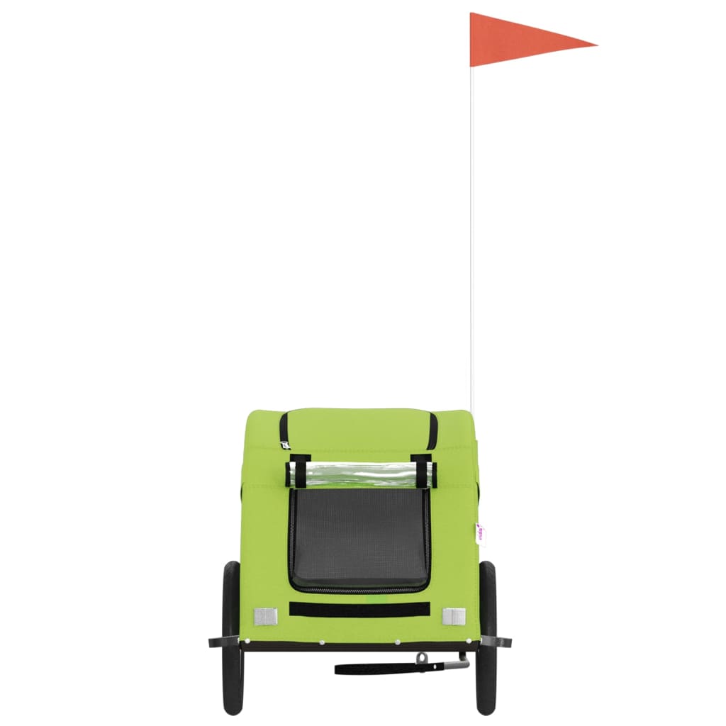 vidaXL Τρέιλερ Ποδηλάτου Κατοικίδιων Πράσινο Ύφασμα Oxford/Σίδηρο