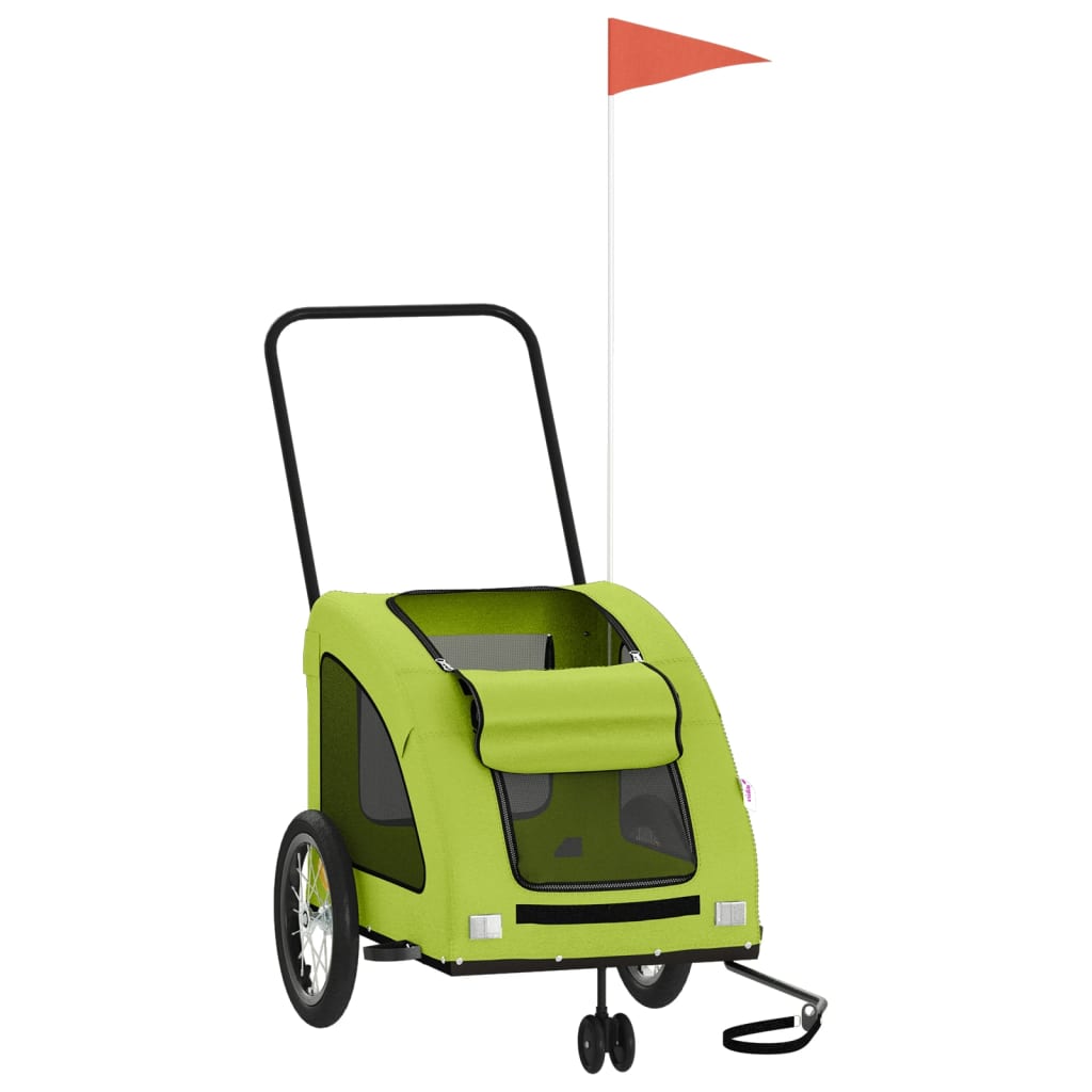 vidaXL Τρέιλερ Ποδηλάτου Κατοικίδιων Πράσινο Ύφασμα Oxford/Σίδηρο